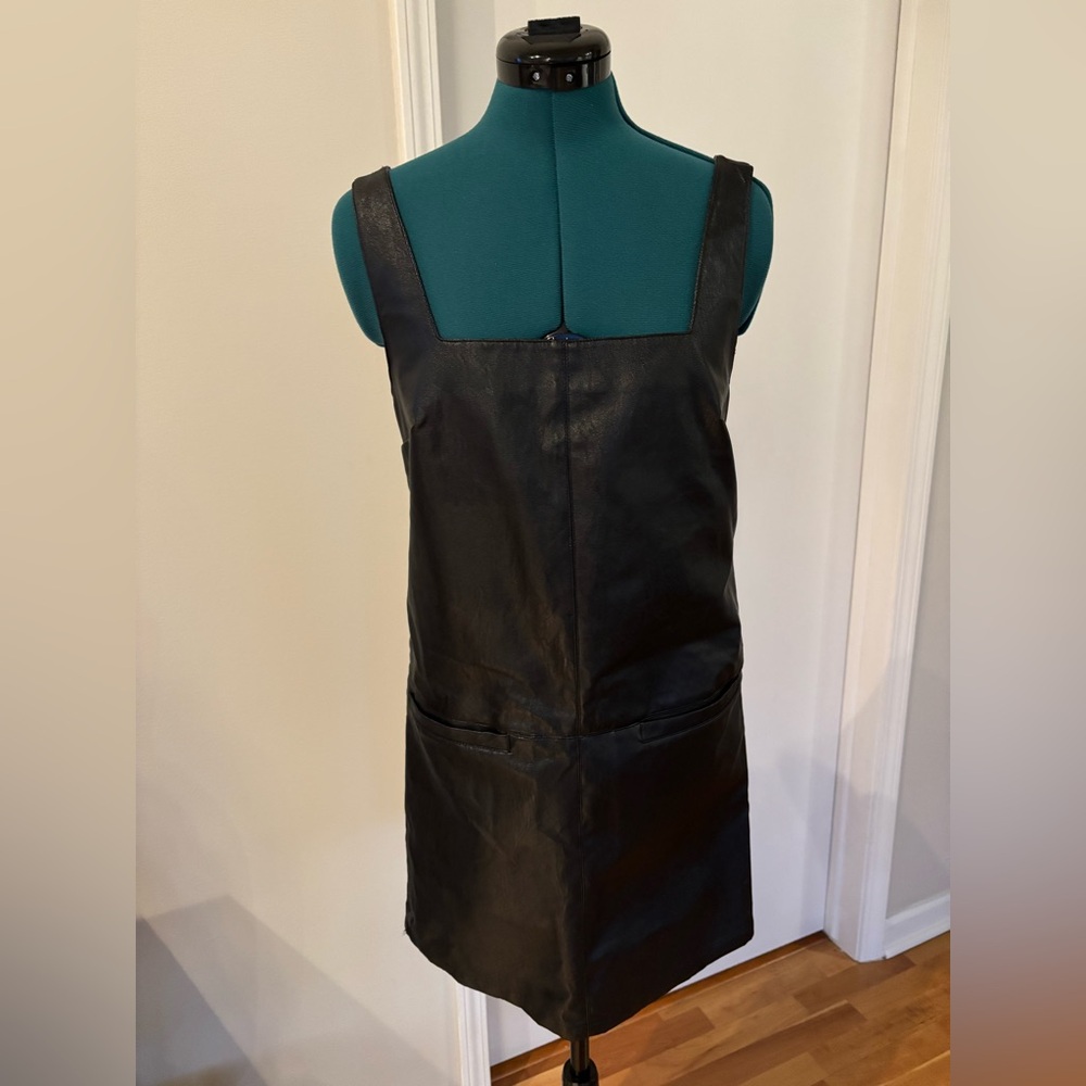 Urban Outfitters faux leather shiny black sleeveless smock dress, XS
